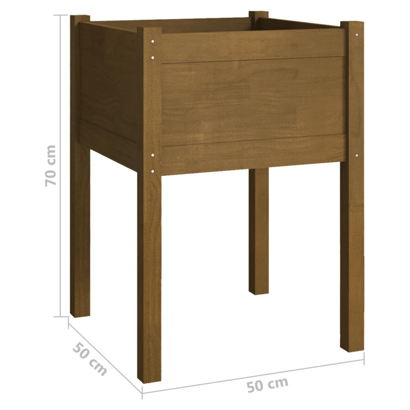 Pot à fleurs surélevé Hadwyn, Brun miel, H 27,6 po x l 19,7 po x P 19,7 po