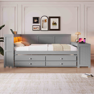 Daybed With Storage Drawers, Led Light And Usb Ports