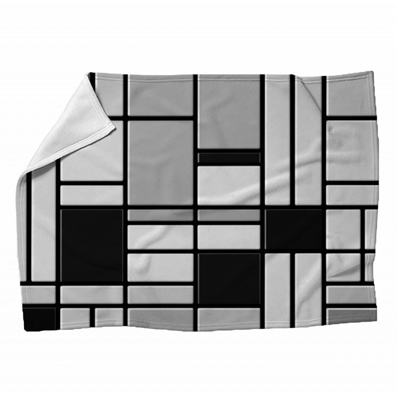 Machine Printed Throw Blanket, 80" L x 60" W, Plaid, Black/Silver