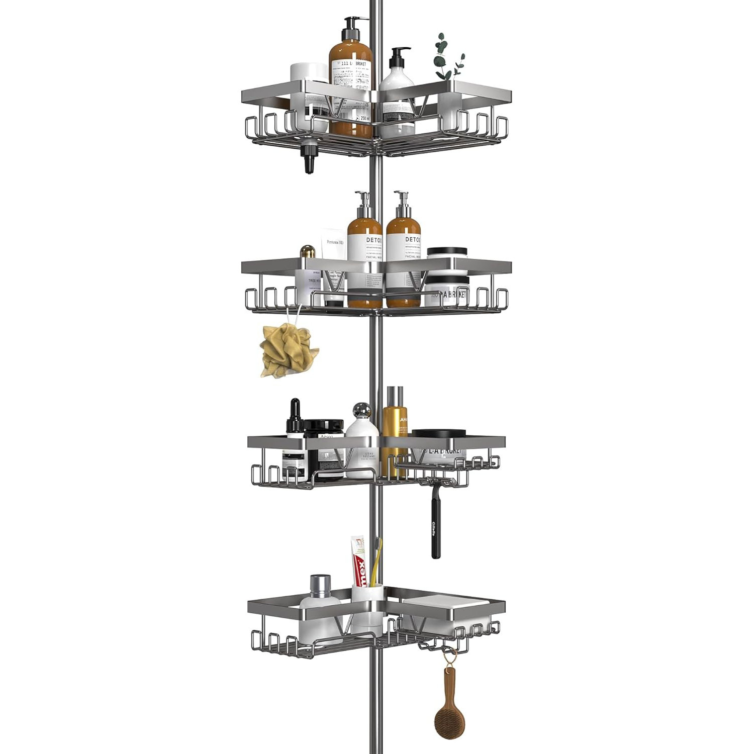 Orren Ellis Corner Shower Caddy Tension Pole - Shower Tension Rod ...