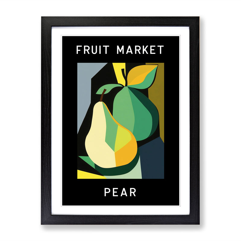 Pear Fruit Market Exhibition Vol.5 - Single Picture Frame Print on Wood, 46cm H x 34cm W x 2cm D