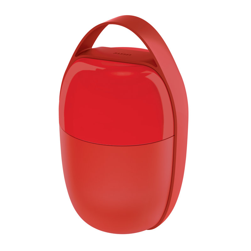 Red Thermoplastic Resin Two-Compartment Lunch Pot with Cooling Element