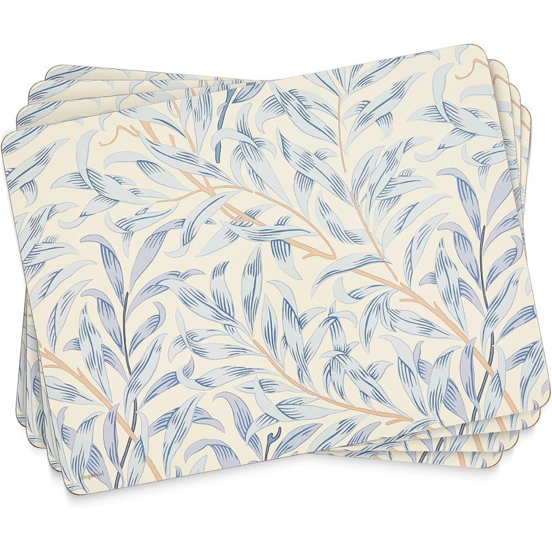 Napperons Willow Bough Collection | Ensemble de 4 | Tapis résistants à la chaleur | Panneau en liège | Ensemble de napperons rigides pour table de salle à manger | Mesure 15,7 po x 11,7 po