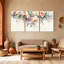 Plantes et fleurs, aquarelle florale, roses et marguerites, ensemble de 3 impressions sur toile