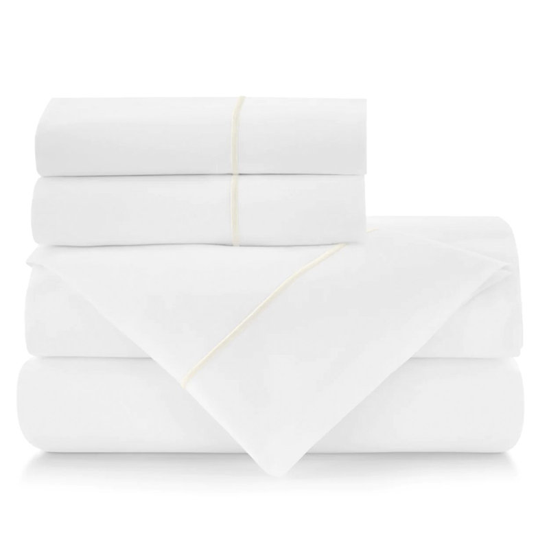 100% Cotton Sheet Set, King Sheet Set, White/Ivory