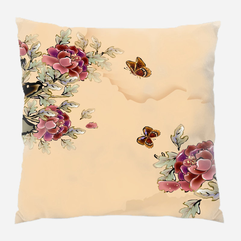 Coussin décoratif fleur Keesha, Microsuède, Intérieur