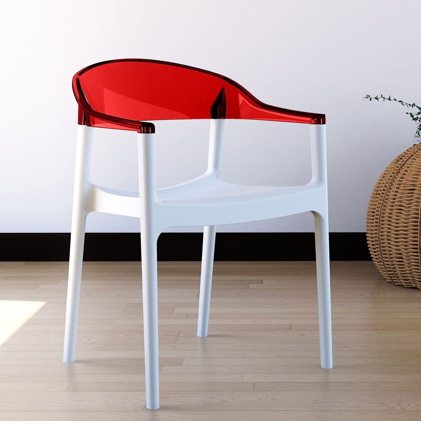 Stella Stackable Patio Armchair, White/Transparent Red