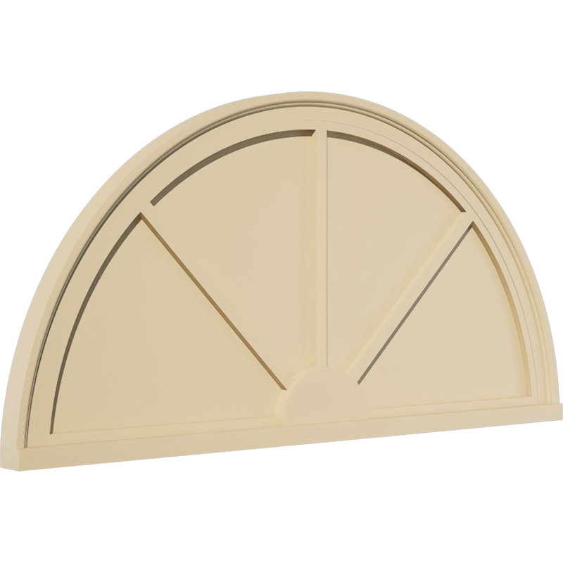 Demi-rond signature fronton en uréthane, brun clair apprêté, 38 po x 19 po x 2 po, Aucune, 3 rayons