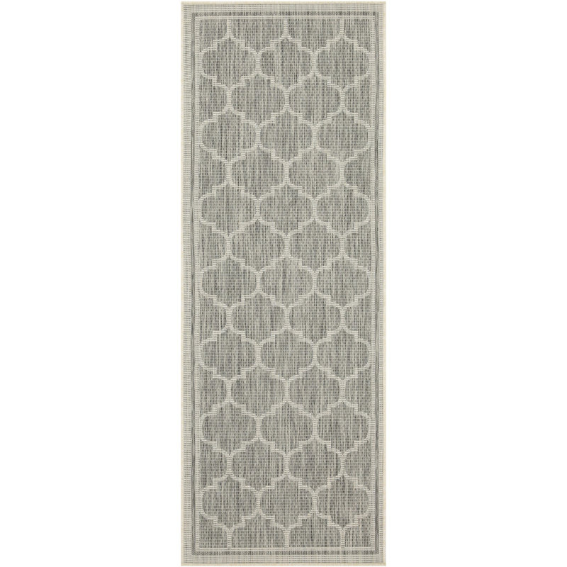 5'3" X 7'3" Trellis Area Rug, Sunshine Collection, Silver, Polypropylene , Stain , For All Settings Silver Trellis, Indoor And Outdoor