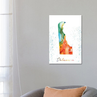 Delaware State Colourful - Wrapped Canvas Print