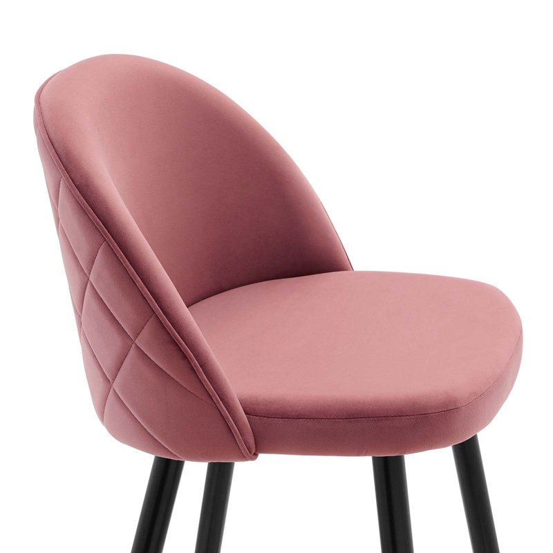 Cordial Bar Stools - Set of 2, Dusty Rose Velvet, Counter Stool (25" Seat Height)