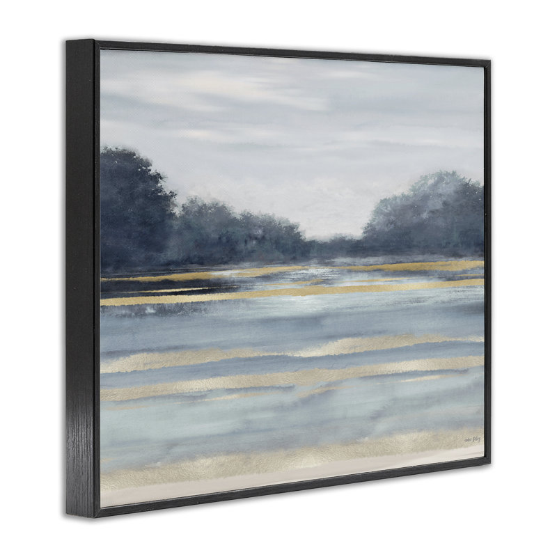 Lake & Trees Tranquillity Framed Giclee, design by Amber Sterling, 11" H x 14" W, Midnight Black Framed Giclee