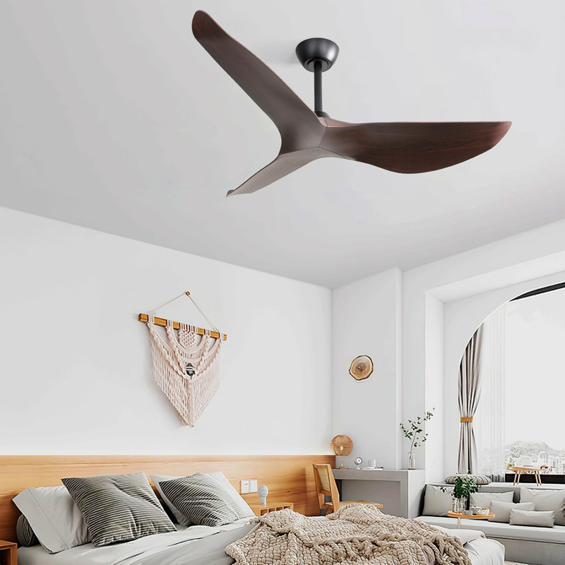 Degregorio 38'' Modern Style 3 Blade Ceiling Fan with Remote Control, DC Motor, White, No