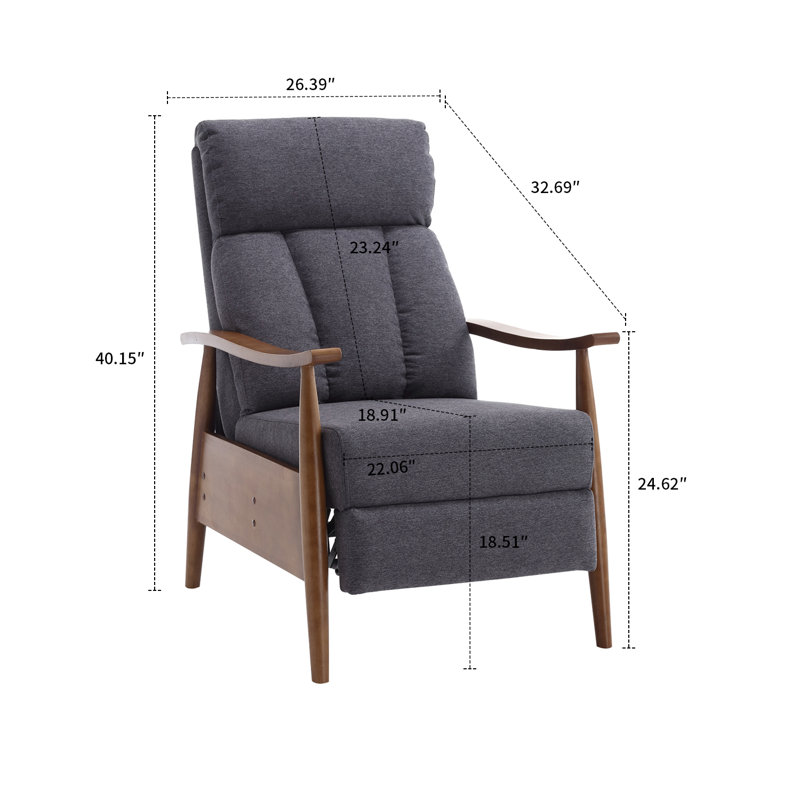Modern Minimalist Upholstered Leisure Recliner with Adjustable Backrest and Footrest, Dark Gray