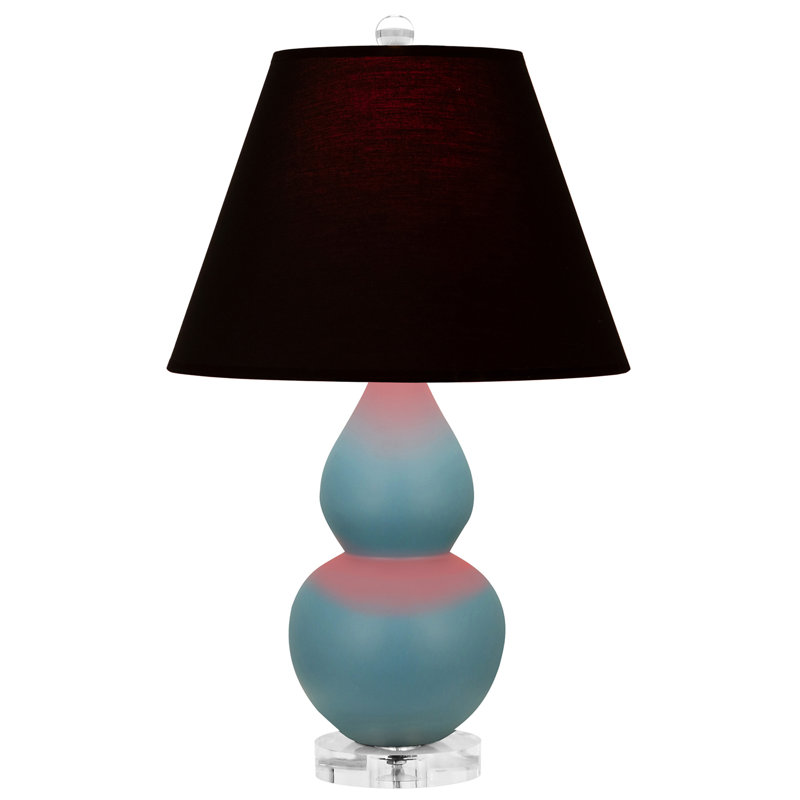 Petite lampe d'appoint à double gourde, Bleu acier mat, Noir / Rouge