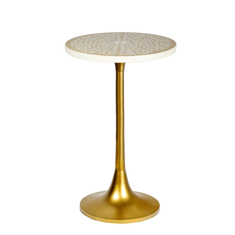 Table de bout Fredu, Blanc / amande, Doré