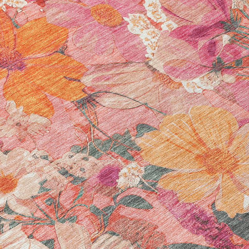 Tapis intérieur / extérieur rose Beshira , 9 pi x 12 pi