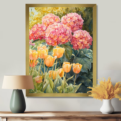 Hortensias dans le jardin printanier I - Art mural sur toile florale