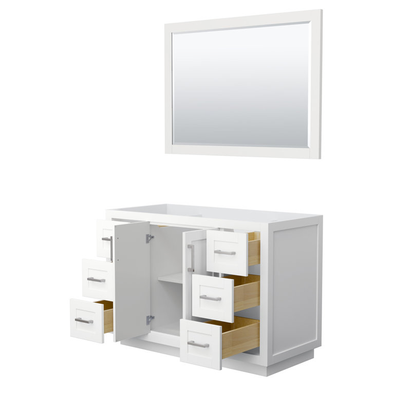 Base de meuble-lavabo simple autoportante de 47,25 po avec miroir de 46 po Miranda, Blanc / nickel brossé