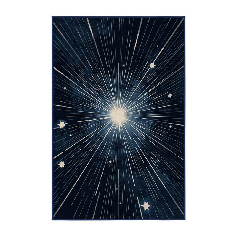 Tapis bleu doux et moelleux Vance Posh & Luxe Starburst, 3 X 5