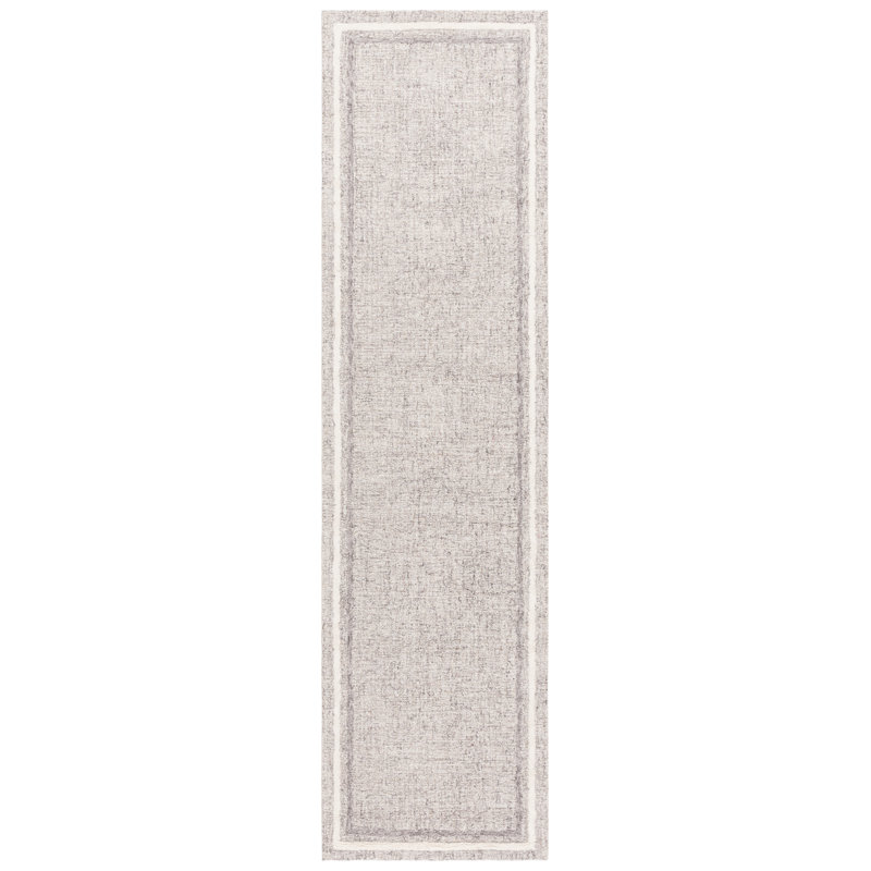 Narragansett Ebony Hand Tufted Wool/Cotton Striped Rug in Grey/Ivory, Runner 2'3" x 9'