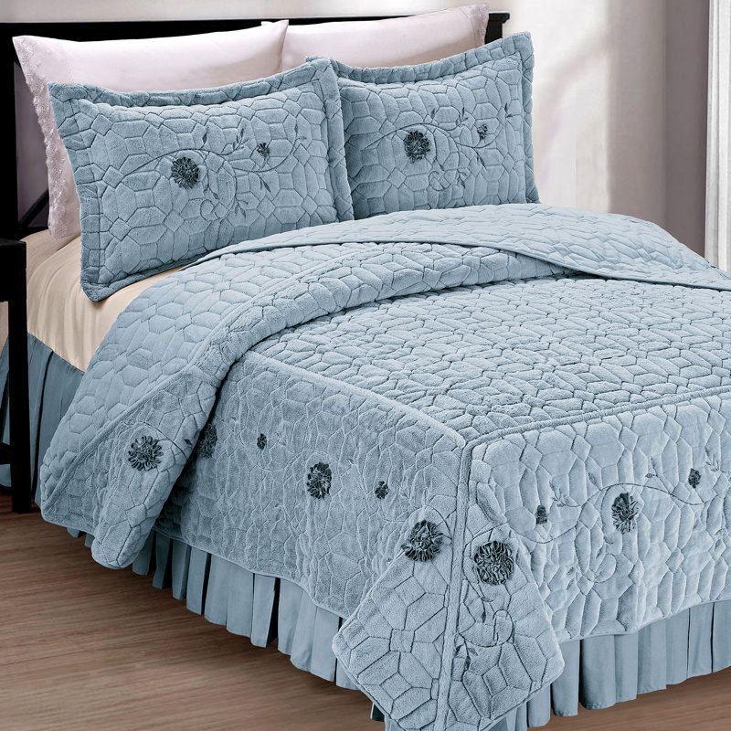 Ensemble de courtepointe en microfibre Ribbon, Très grand, Lilas