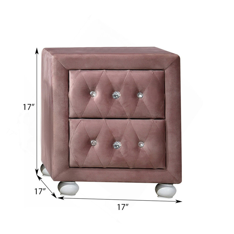 Table de chevet 2 tiroirs rose