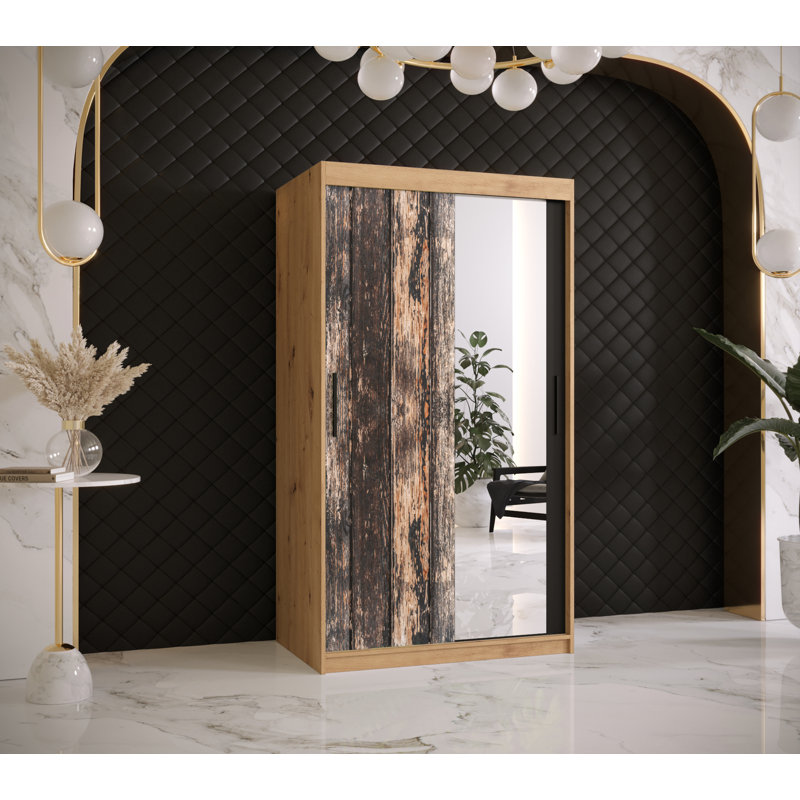 Feaster 1 Door Manufactured Wood Wardrobe, Black, 200cm H x 100cm W x 62cm D