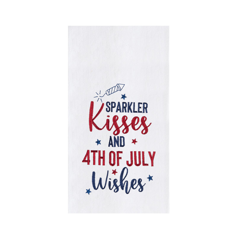 Sparkler Kisses And July 4th Wishes Kitchen Towel