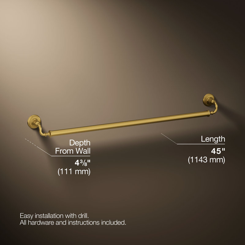 Artifacts Grab Bar, 42"W, Vibrant Brushed Modern Brass
