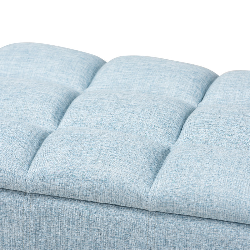 Kalarovich Polyester Upholstered Storage Bench, Light Blue