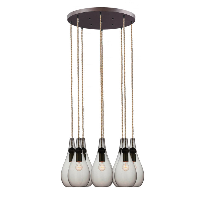 Earth 8 - Light Chandelier, Ship Rod, Smoke Glass, 120" H x 16" W x 16" D