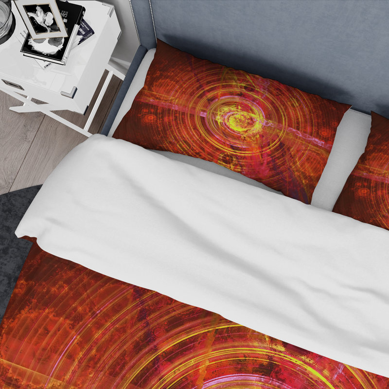Ensemble de housse de couette Spiral Bright Fractal Geometric IV - Modern - microfibre de polyester