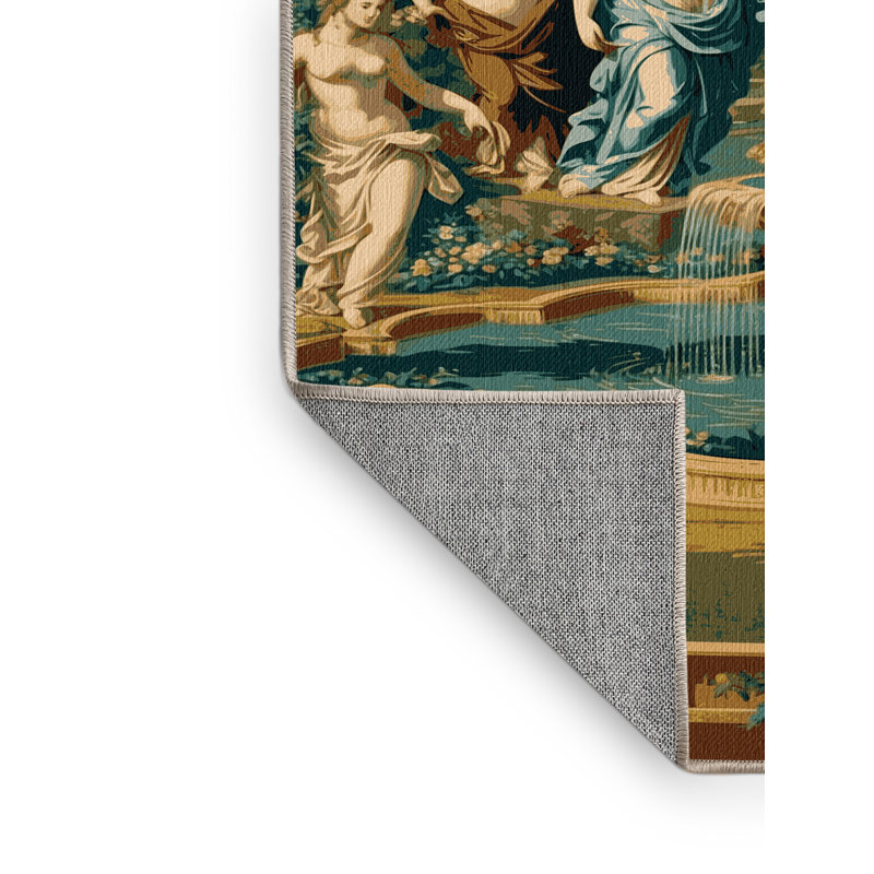 Tapis brun français lavable à la machine, Rond 3 pi