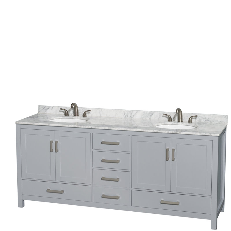 Sheffield 79" Double Bathroom Vanity Base Only, Gray
