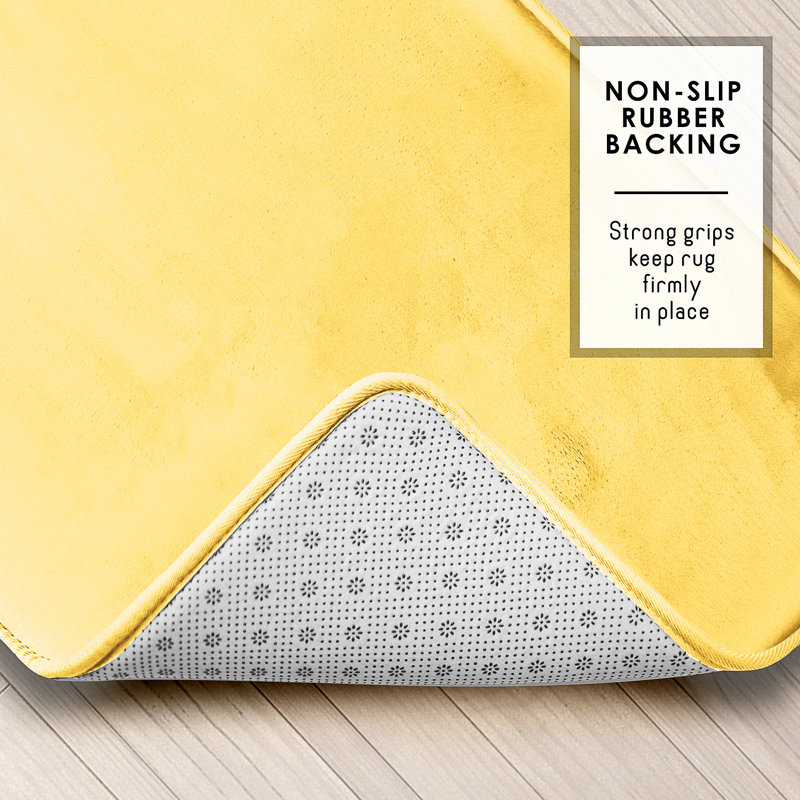 Aighan 3 Piece Ultra Soft and Absorbent Memory Foam Bath Rug Set with Non-Slip Backing, Custard Mellow Yellow