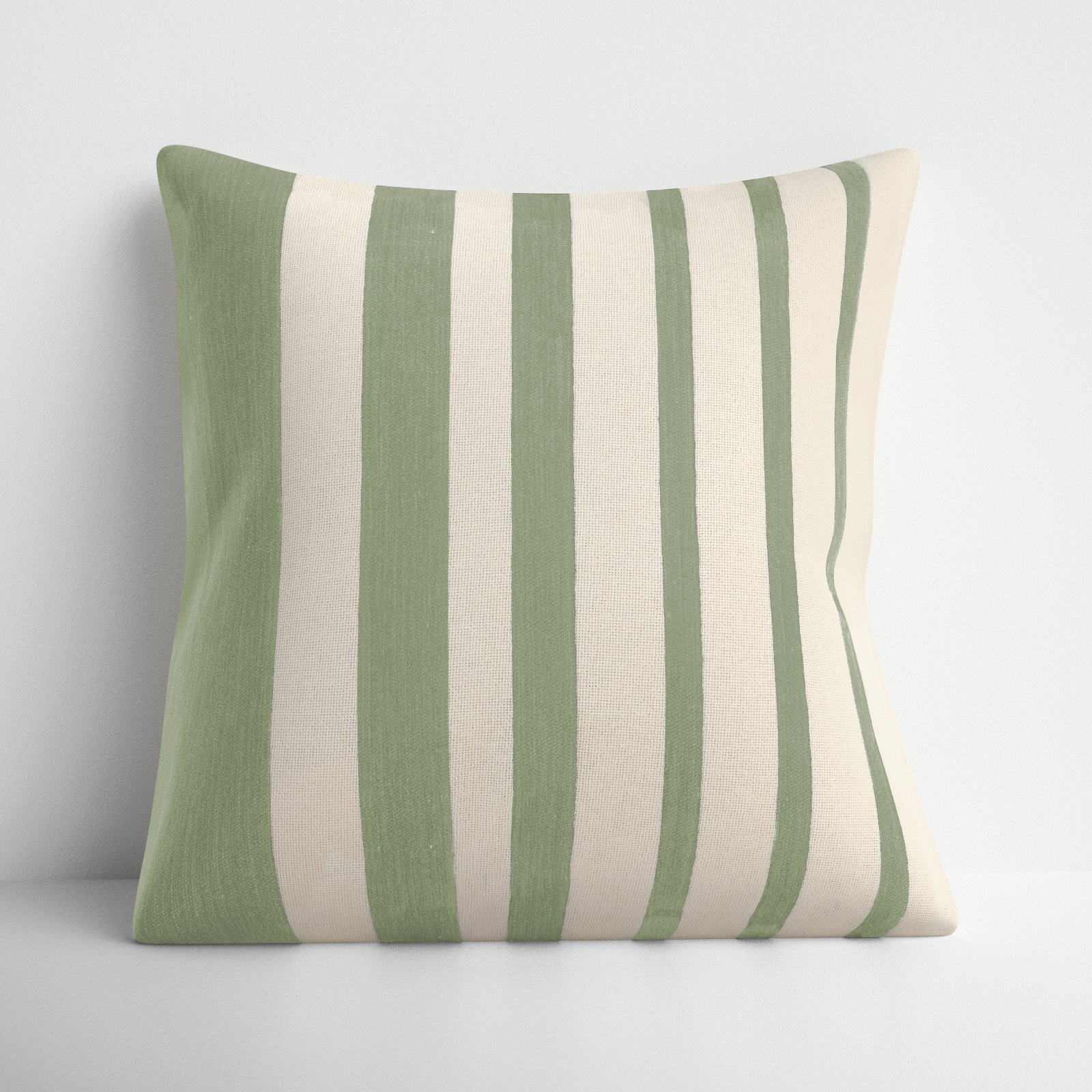 Karka 20" x 20" Embroidered Throw Pillow, Green/Natural