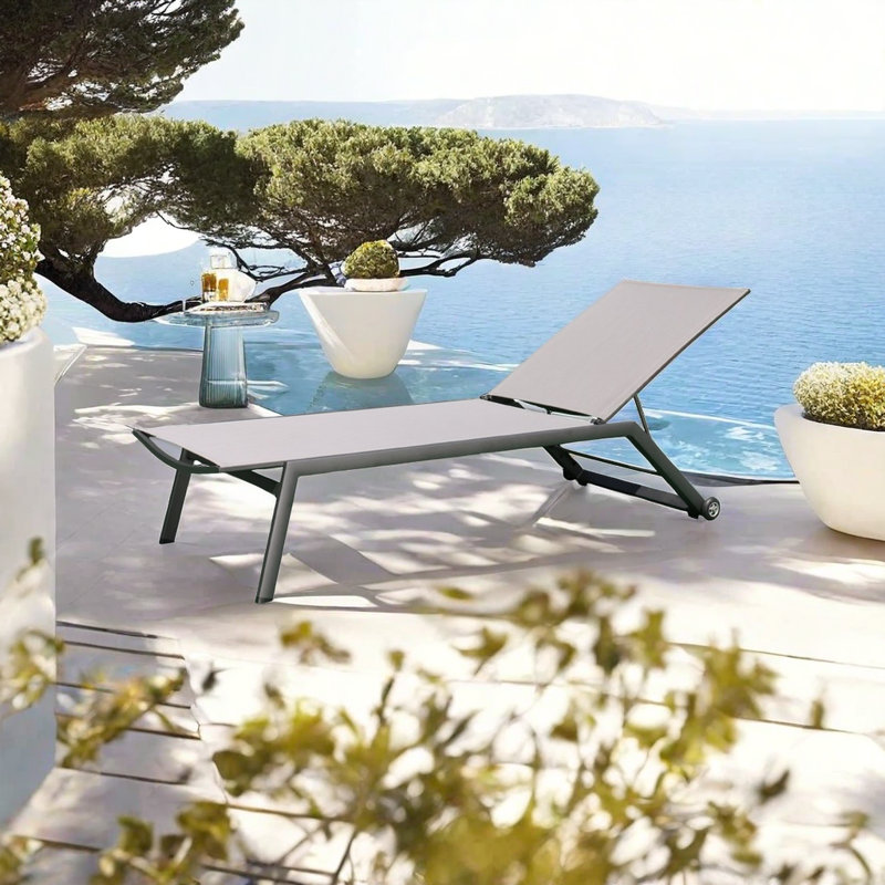 Chaise longue d'extérieur réglable en alliage d'aluminium