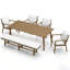 Ensemble de salle à manger d'extérieur 6 pièces antirouille, table 8 personnes en aluminium avec 4 chaises et banc 3 places sans dossier, ensemble de mobilier de jardin avec coussins pour pelouse, terrasse, jardin, brun