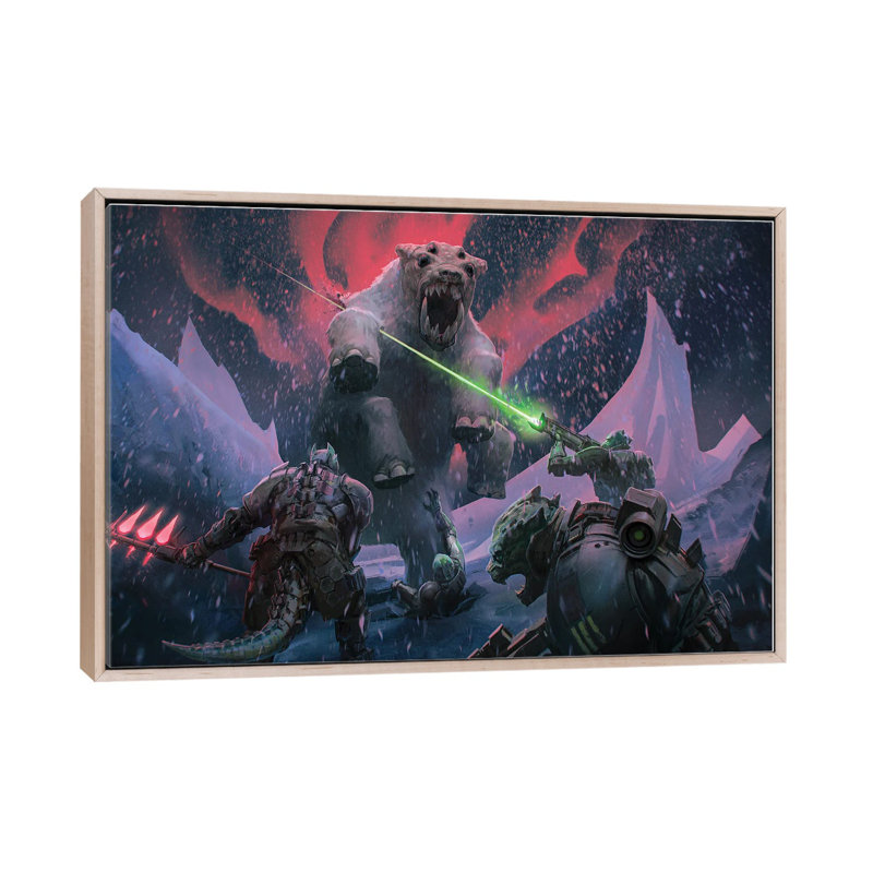Veskarium Kothama Attack - reproduction d'art murale - toile encadrée, H 40 po x l 60 po, Beige