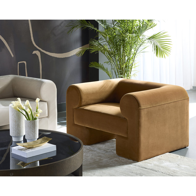 Lounge Chair, Gold Polyester