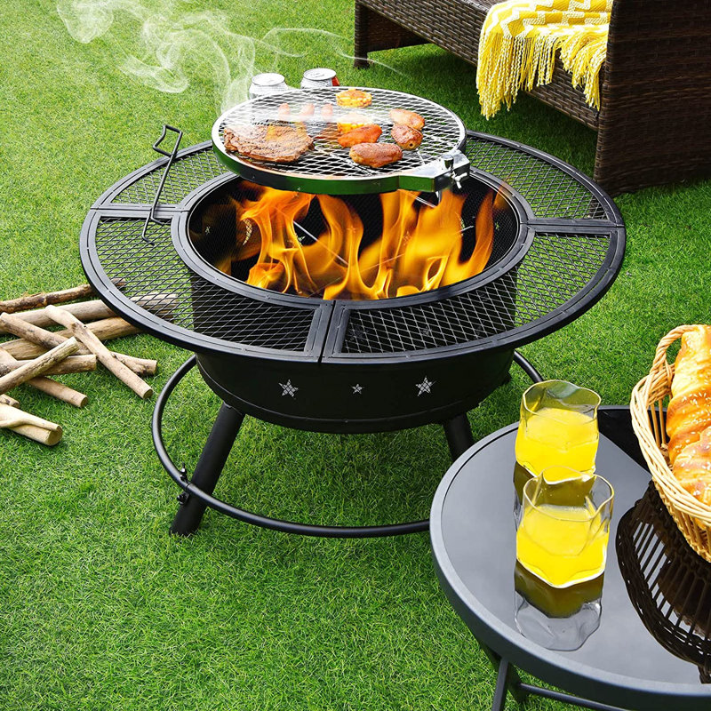 Azuzena Round Steel Wood Burning Fire Pit