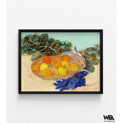 Nature morte d'oranges et de citrons avec des gants bleus par Vincent Van Gogh, impression d'art agrume, art mural citron, impression d'art fruits, fruits de Van Gogh
