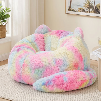 Bean Bag Chair, Giant Bean Bag Chairs for Adults, Faux Fur Large Bean Bag Couch, Cat Shaped Fluffy Beanbag Sofa, Comfy Accent Floor Sofa for  Living Room & Bedroom