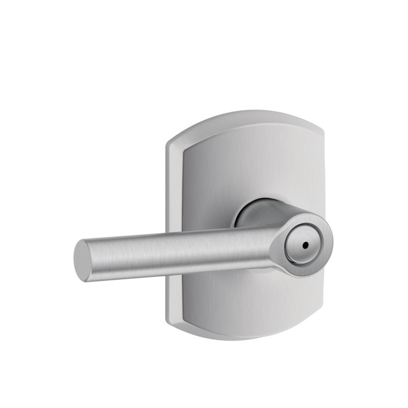 Broadway Privacy Leverset with Greenwich Rosette, Satin Chrome