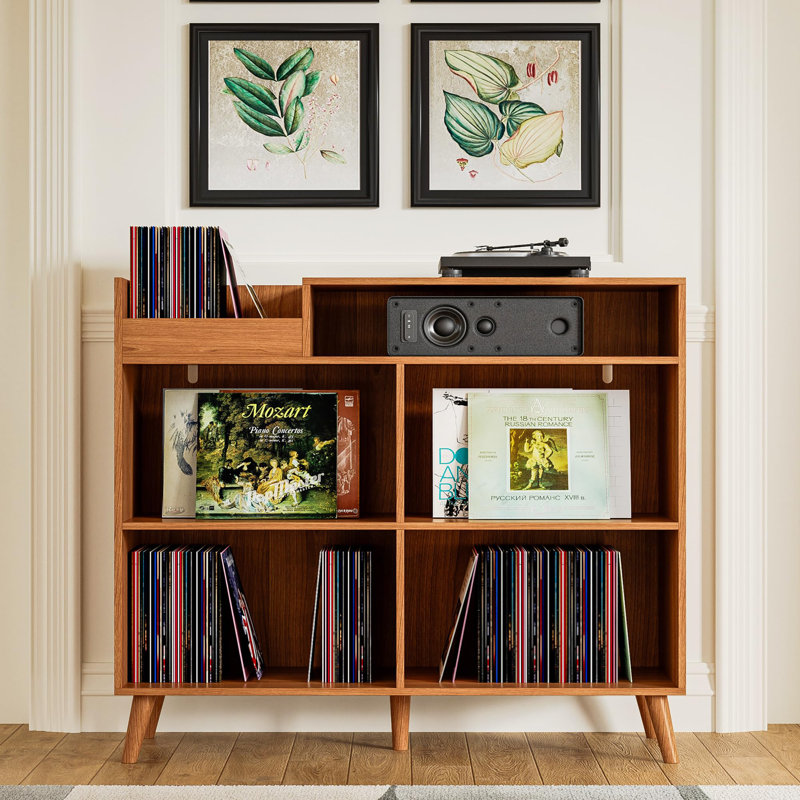 3-Tier Large Record Player Stand with Power Outlet