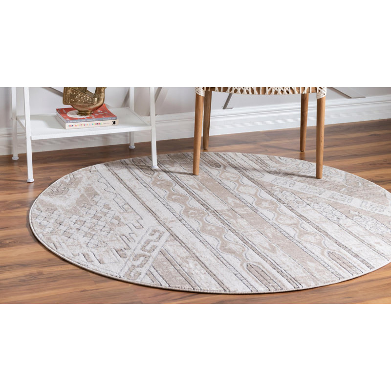 Tapis brun clair Jacklynn, Rond 5 pi 3 po