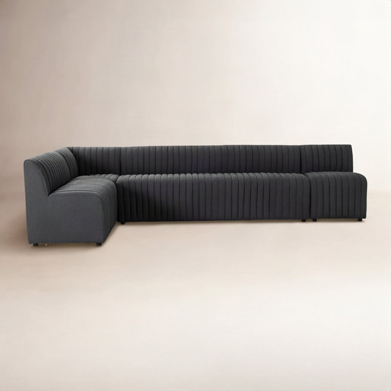 Augustine Modular Corner Sectional, Black Polyester, 31.5" H x 100" W x 66.5" D
