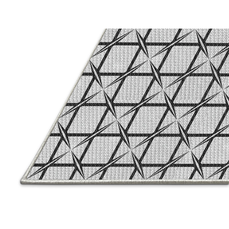 Tapis gris/crème tissé à la machine, Rectangle 7 pi x 10 pi