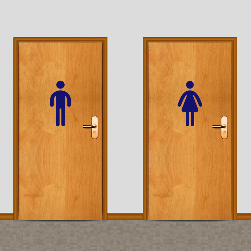 Décalcomanie murale toilettes pour hommes et femmes, Bleu marine
